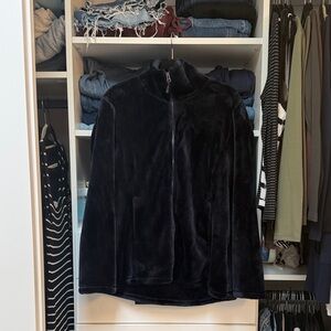 Women's Navy Plush Zip-Front Jacket